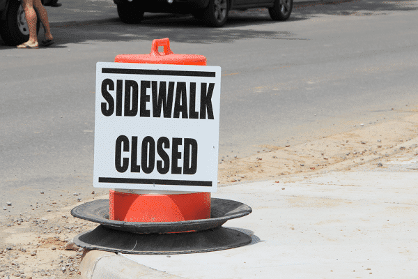 Temporary lane and sidewalk closure