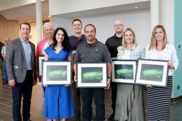 Sault College’s 2023 Northern Lights Employee Excellence Award Recipients with President David Orazietti